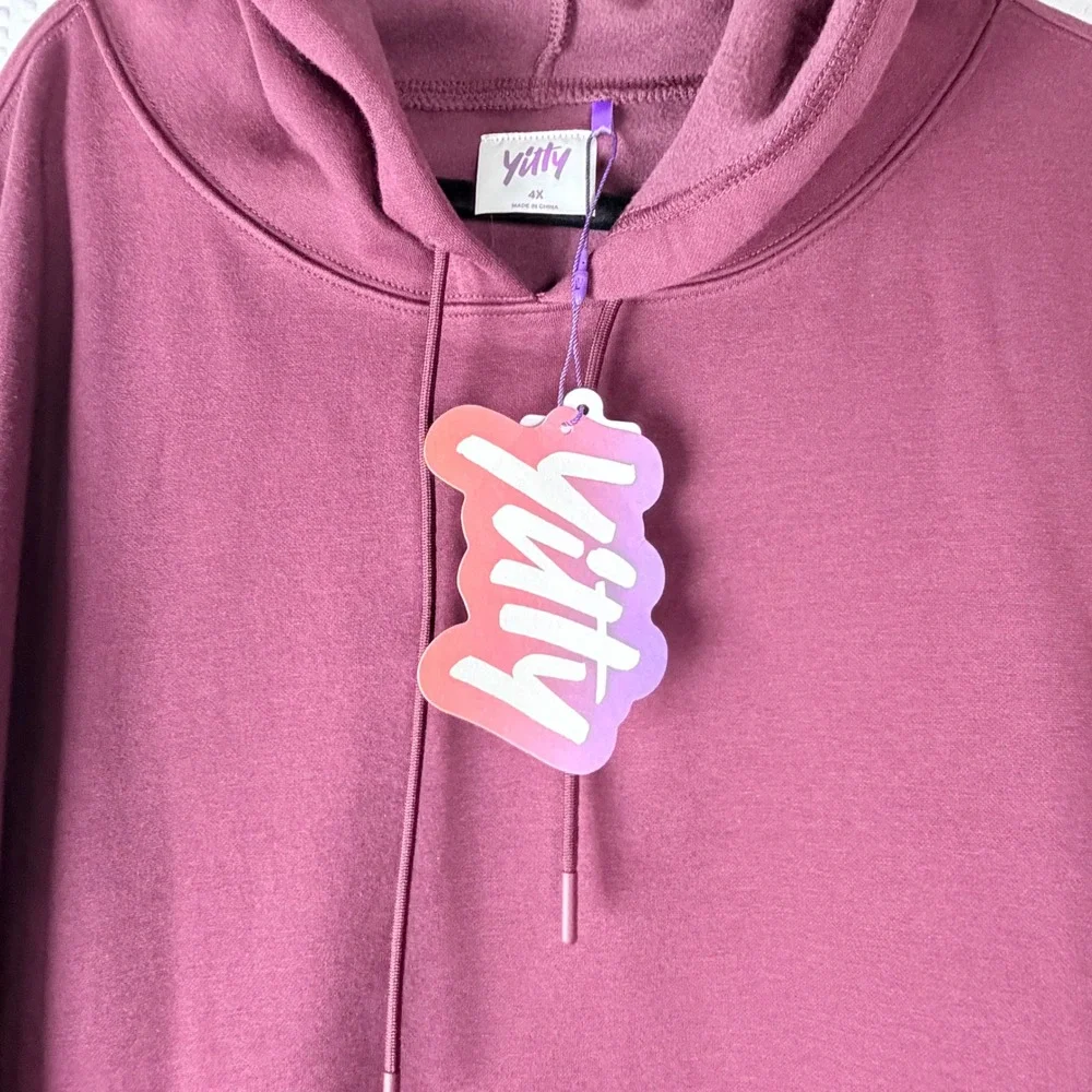 Yitty 4X Oversized Burgundy Pullover Hoodie Dress Sweater Pocket  NWT Cozy - Picture 5 of 10